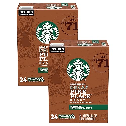 Starbucks Decaf Coffee K-Cup Pods, Pike Place, 24 CT (Pack of 2)