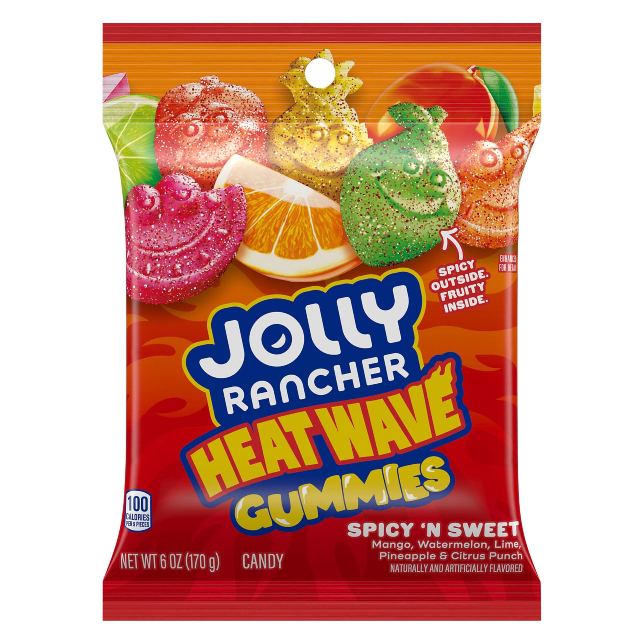 JOLLY RANCHER Heat Wave Gummies Spicy n Sweet Assorted Fruit Flavored Candy Bag, 6 oz