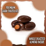 Dark Chocolate Covered Almonds 2-Pound Bag | Bulk Chocolate Covered Nuts | Coated Roasted Almonds for Party Favors, Gifting, Office Candy Jars & Snack