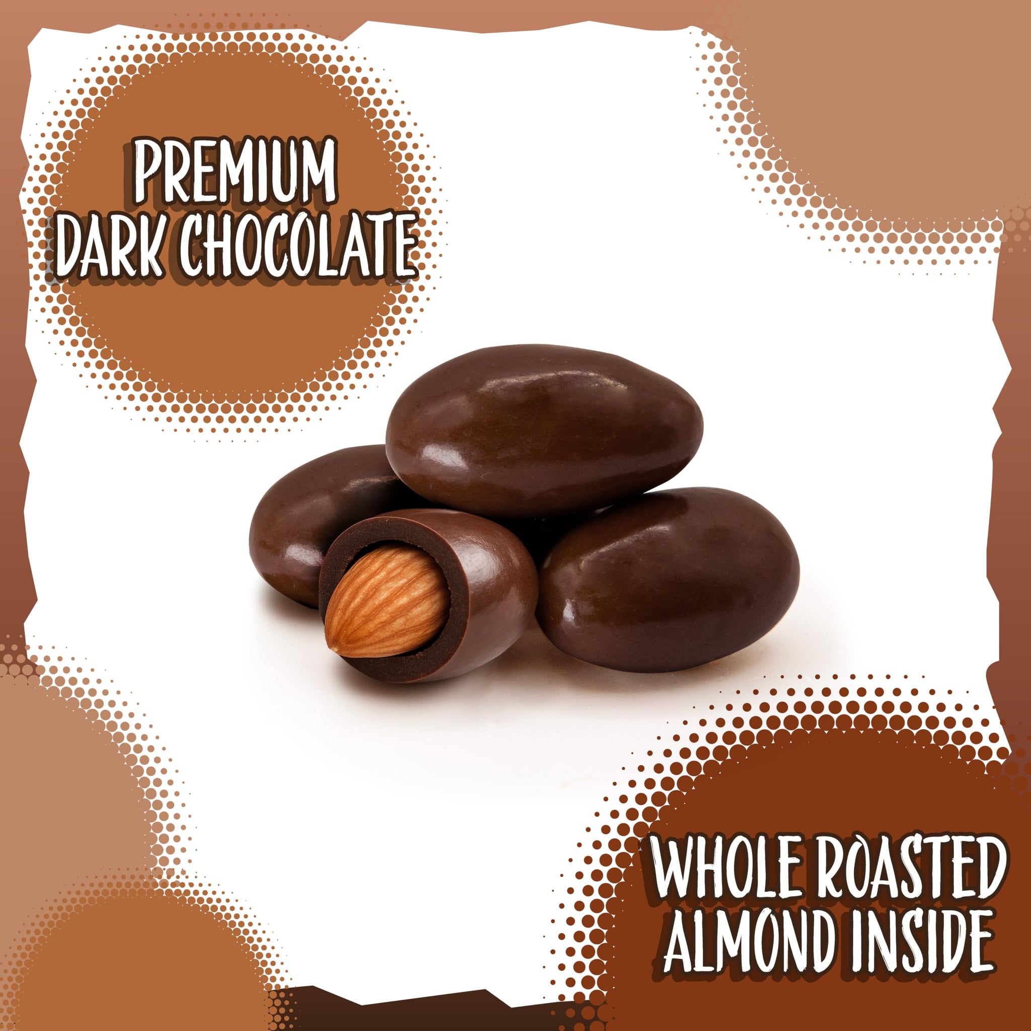 Dark Chocolate Covered Almonds 2-Pound Bag | Bulk Chocolate Covered Nuts | Coated Roasted Almonds for Party Favors, Gifting, Office Candy Jars & Snack