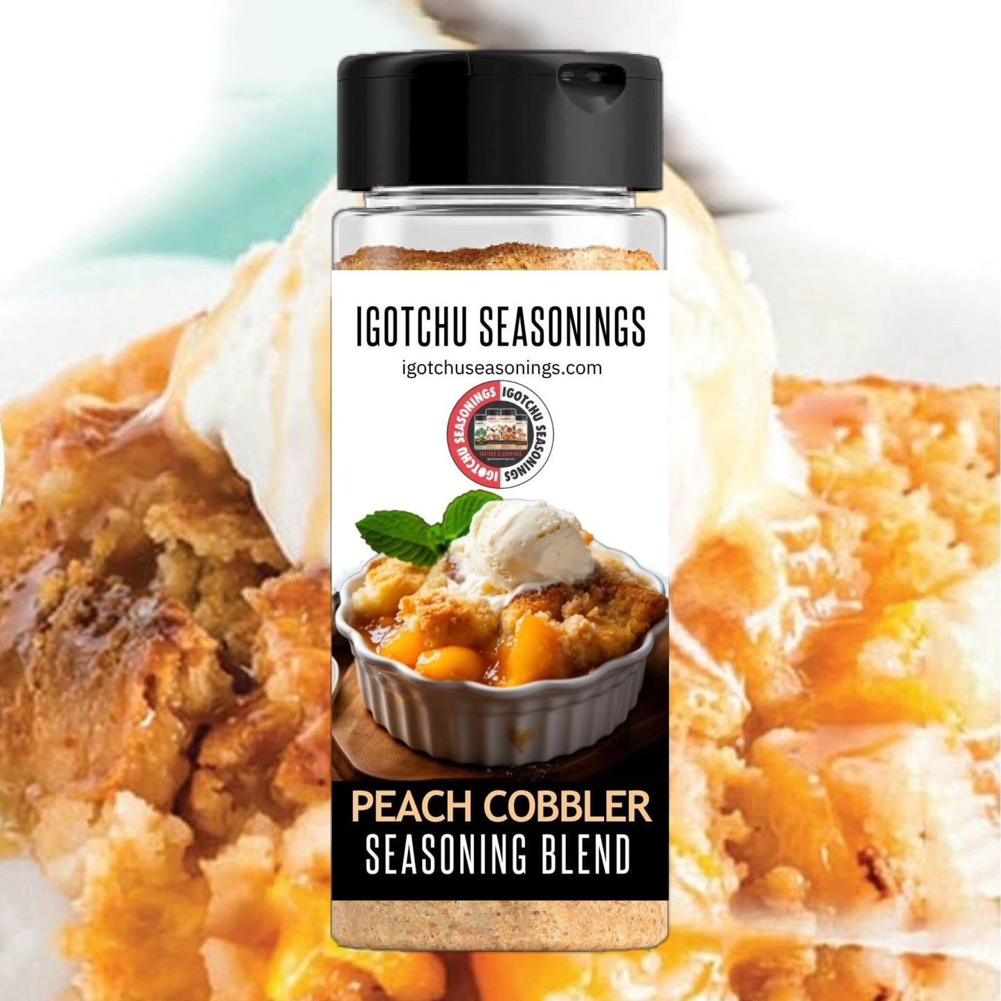 Igotchu Seasonings Peach Cobbler Seasoning, Dessert Spice Blend for Peach Cobbler, Pies, Oatmeal, French Toast & Sweet Potatoes, Sweet Baking