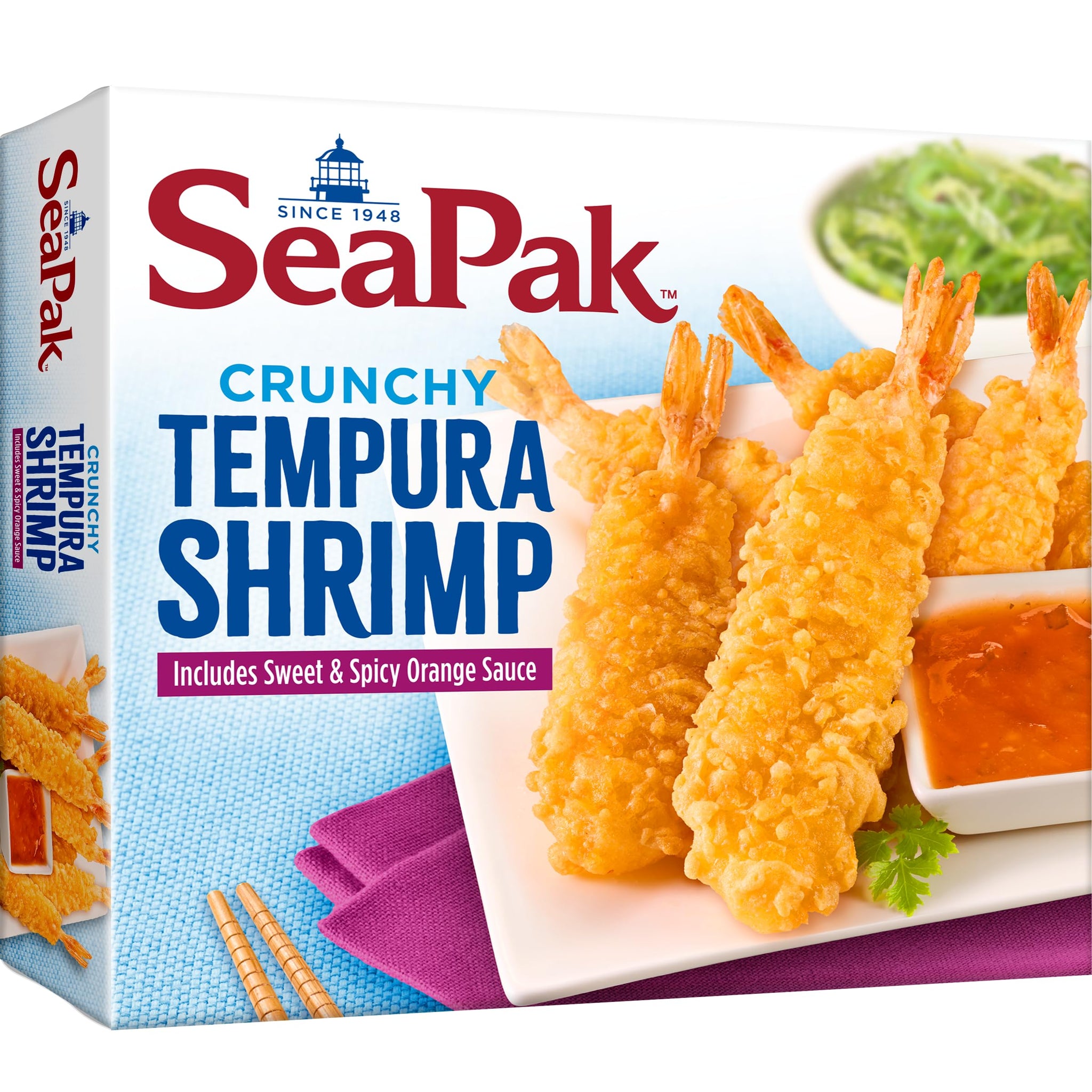 SeaPak Shrimp Tempura with Oven Crispy Breading, Sweet and Spicy Orange Sauce, Cooked Frozen Shrimp, 8.2 oz