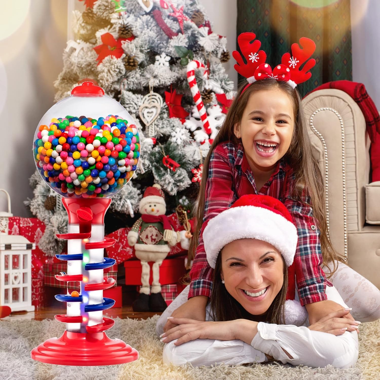 Playo Big Light and Sound Spiral Gumball Bank - 21" - Gumballs Included - Kids Twirling Style Candy Dispenser - Birthday Parties, Novelties, Party