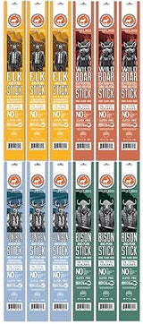 PEARSON RANCH Meat Sticks Variety - Elk, Bison, Venison, Wild Boar - Exotic Jerky Sticks, No Added Nitrites, High-Protein, Paleo & Keto Friendly Meat