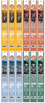 PEARSON RANCH Meat Sticks Variety - Elk, Bison, Venison, Wild Boar - Exotic Jerky Sticks, No Added Nitrites, High-Protein, Paleo & Keto Friendly Meat