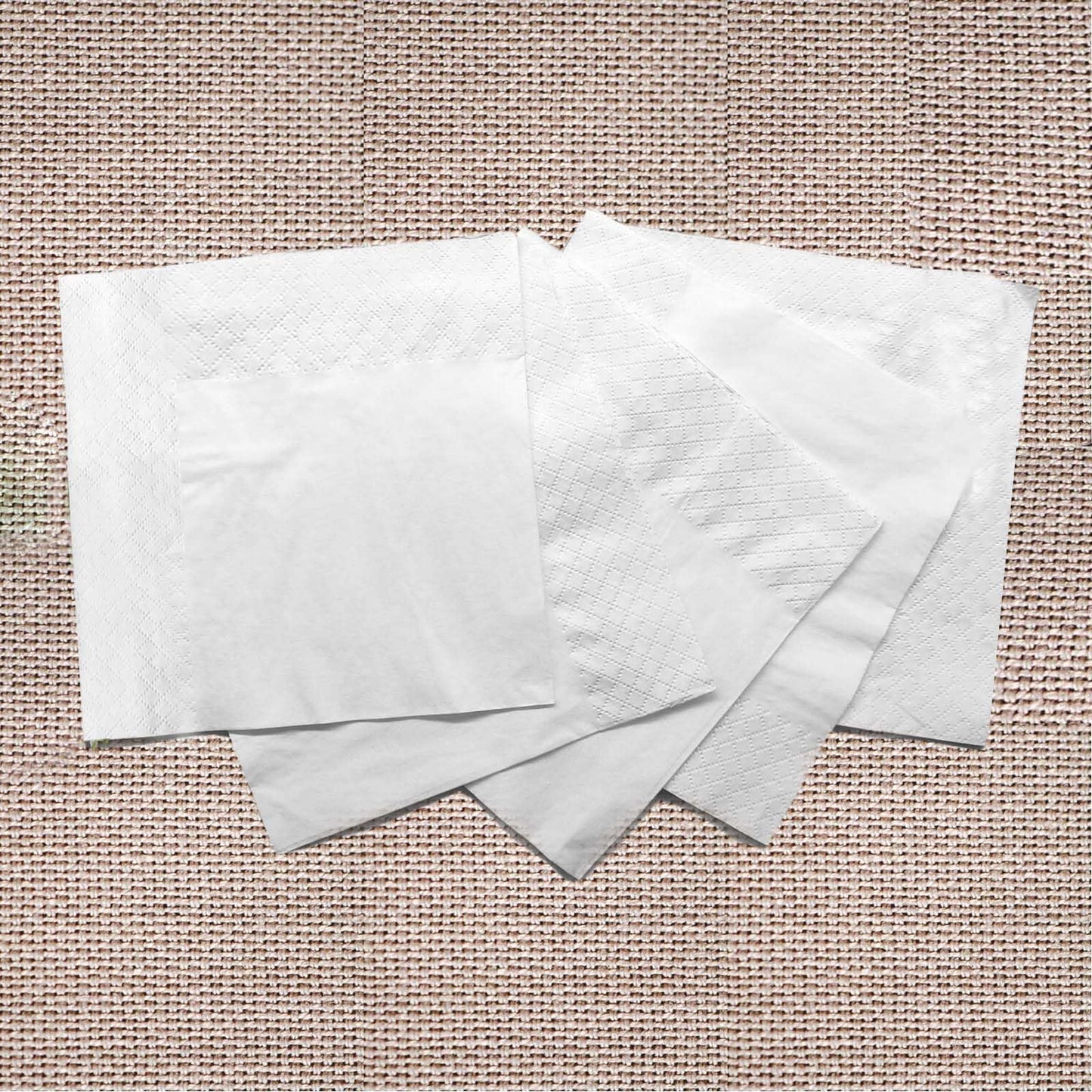 200 Count Napkins 2 Ply Plain White Beverage Napkins Disposable Four Fold Cocktails Paper Napkins 4.9" X 4.9" folded for Party and Every Day Use