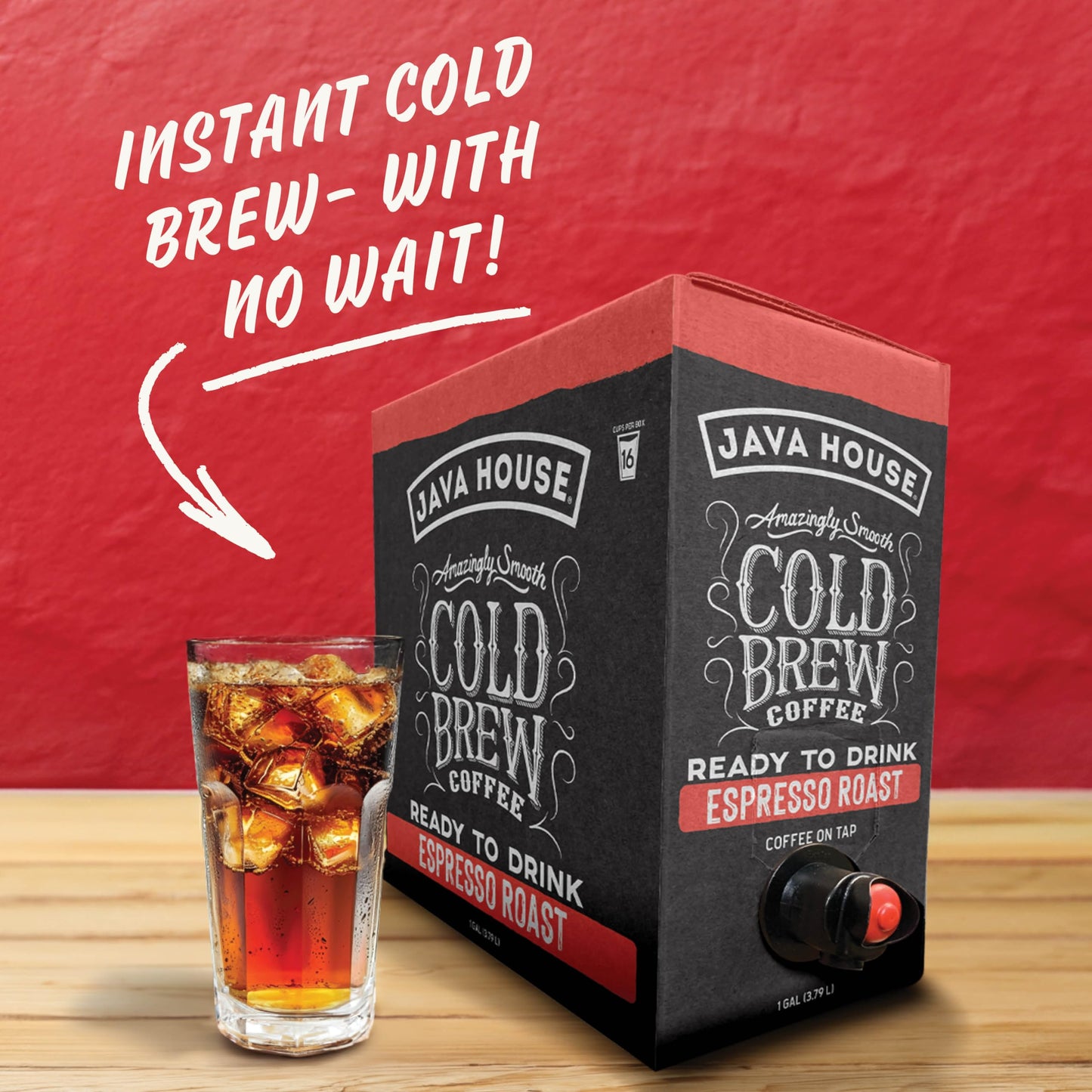 Java House dark roast Liquid Cold Brew Coffee On Tap, Espresso, 128 Fl Oz