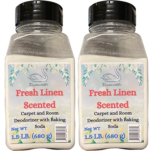 Eleganceinlife Fresh Linen-Scented Carpet and Room Deodorizer with Baking Soda Net WT 1.5 LB. (680 g) Each Pack of 2