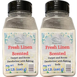 Eleganceinlife Fresh Linen-Scented Carpet and Room Deodorizer with Baking Soda Net WT 1.5 LB. (680 g) Each Pack of 2
