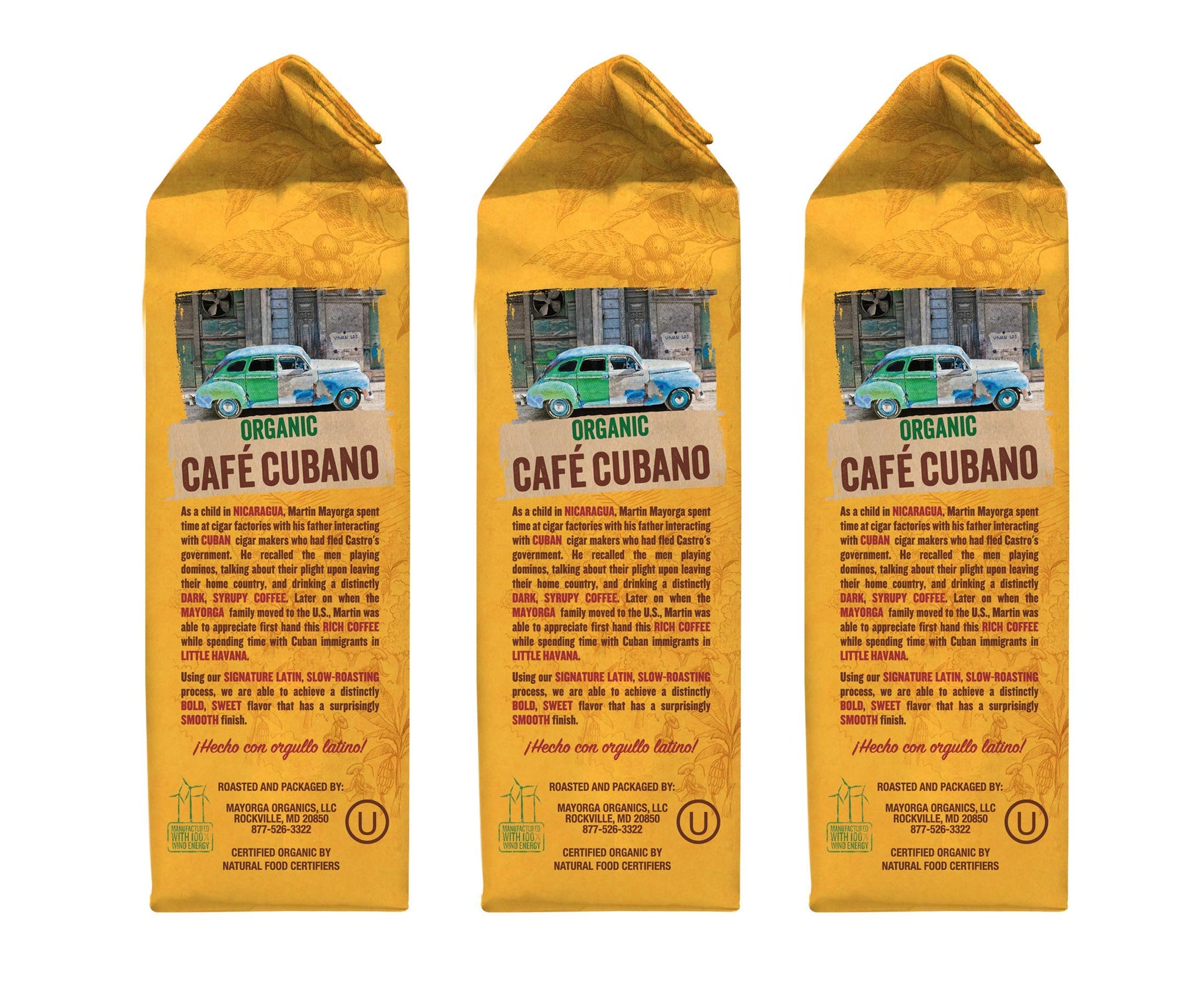 Café Cubano, 12 oz (Case of 6), Mayorga Organics, Whole Bean Coffee, Dark Roast, 100% USDA Organic Certified