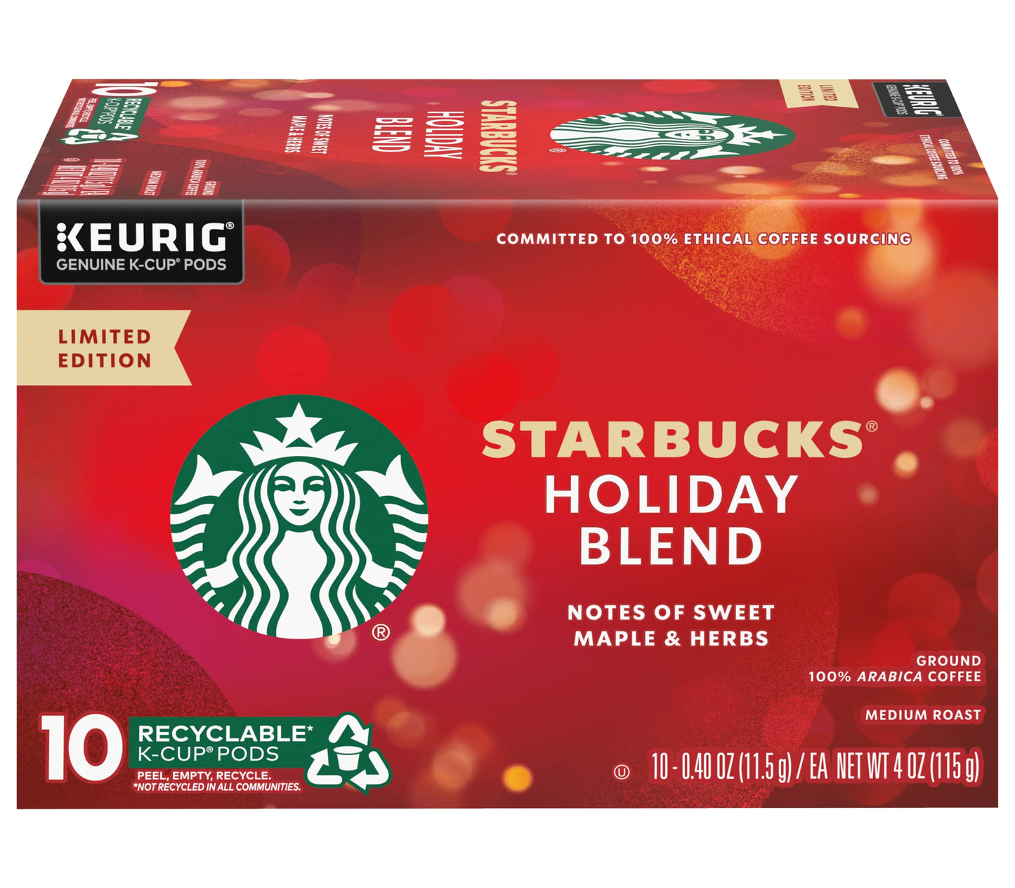 Starbucks Holiday Blend K-cups Coffee (Holiday Blend, 10 Count (Pack of 2))