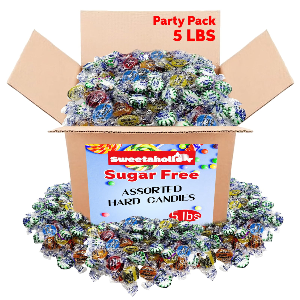 Sweetaholic Sugar-Free Assorted Hard Candy 5 Pound | Individually Wrapped | Bulk Hard Candy | Perfect for Parties and Events