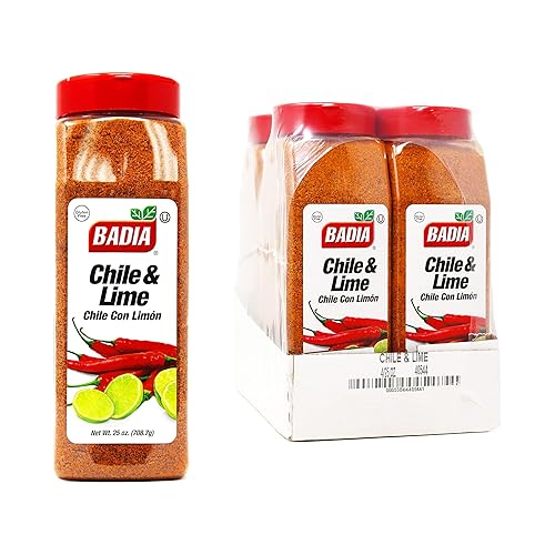 Badia Chile & Lime Seasoning, Chile con Limon 25 oz (Pack of 4) - Spicy Tangy Blend of Chili Peppers & Zesty Lime