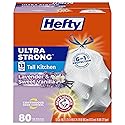 Hefty Ultra Strong 13 Gallon Trash Bags, Tall Kitchen Trash Bags 13 Gallon Size, Drawstring Closure, Continuous Odor Control, White, Lavender
