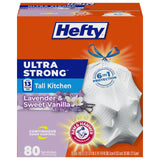 Hefty Ultra Strong 13 Gallon Trash Bags, Tall Kitchen Trash Bags 13 Gallon Size, Drawstring Closure, Continuous Odor Control, White, Lavender