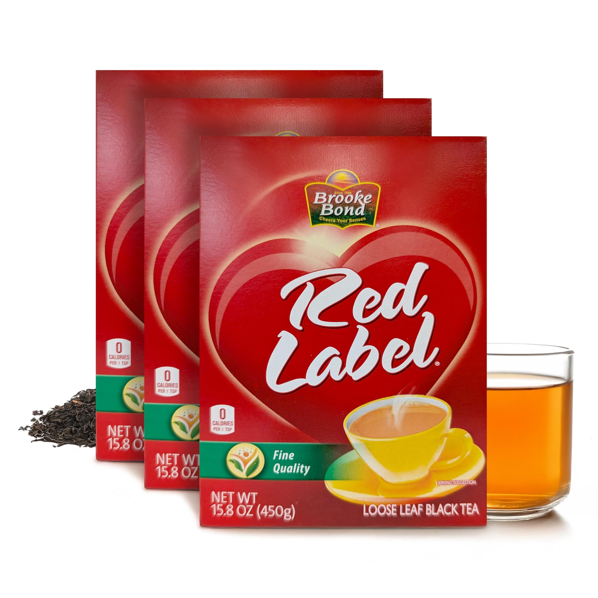 Red Label Tea by Brooke Bond | Loose Tea | Black Tea | Compatible for Chai & Milk | Premium Blend | Refreshing Taste | 450 Grams (Pack of 3)