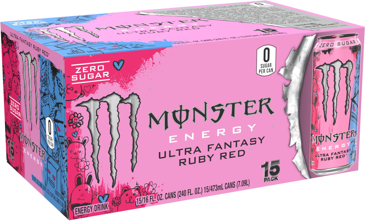 Monster Energy Ultra Fantasy Ruby Red, Sugar Free Energy Drink, 16 Ounce