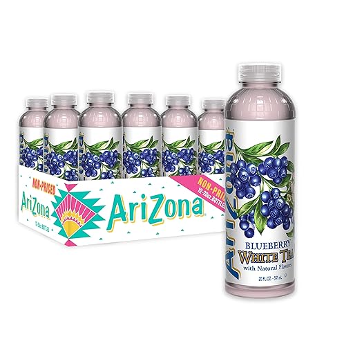 AriZona Blueberry White Tea - Premium Brewed Iced Tea, 20 Fl Oz (Pack of 12)