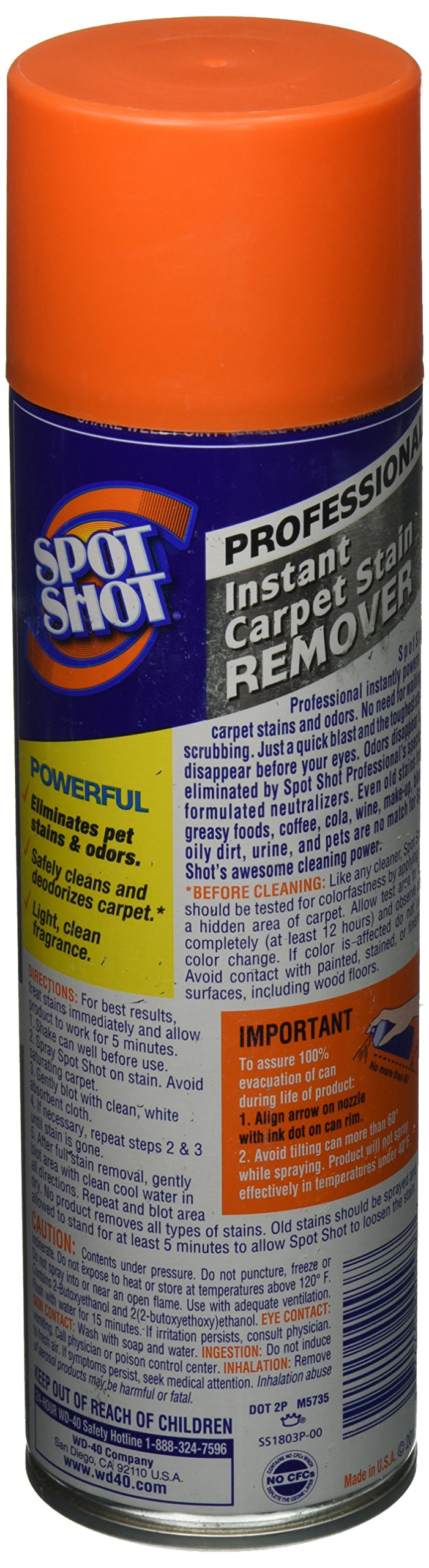 WD-40 009934 Spot Shot Carpet Stain Remover Aerosol - 18 oz., Pack of 1