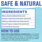 DREAM CLEAN MintTea Bathroom Cleaning Spray - Biodegradable and Cruelty-Free Formula for Showers, Tubs, Sinks & More, Spearmint & Tea Tree Essential