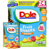 Dole Fruit Snacks, Tropical Flavors - Individually Wrapped Pouches - Classroom-Friendly, Top 9 Allergen Free, No Artificial Dyes, Natural Fruit Purée