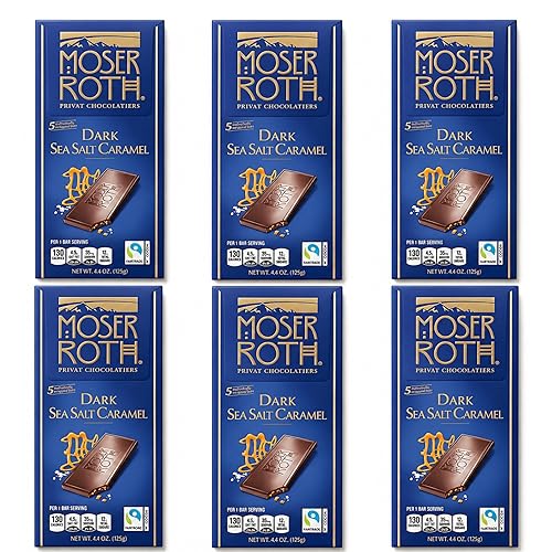 MOSER ROTH German Dark/Sea Salt/Caramel Chocolate Bars (6 Pack)