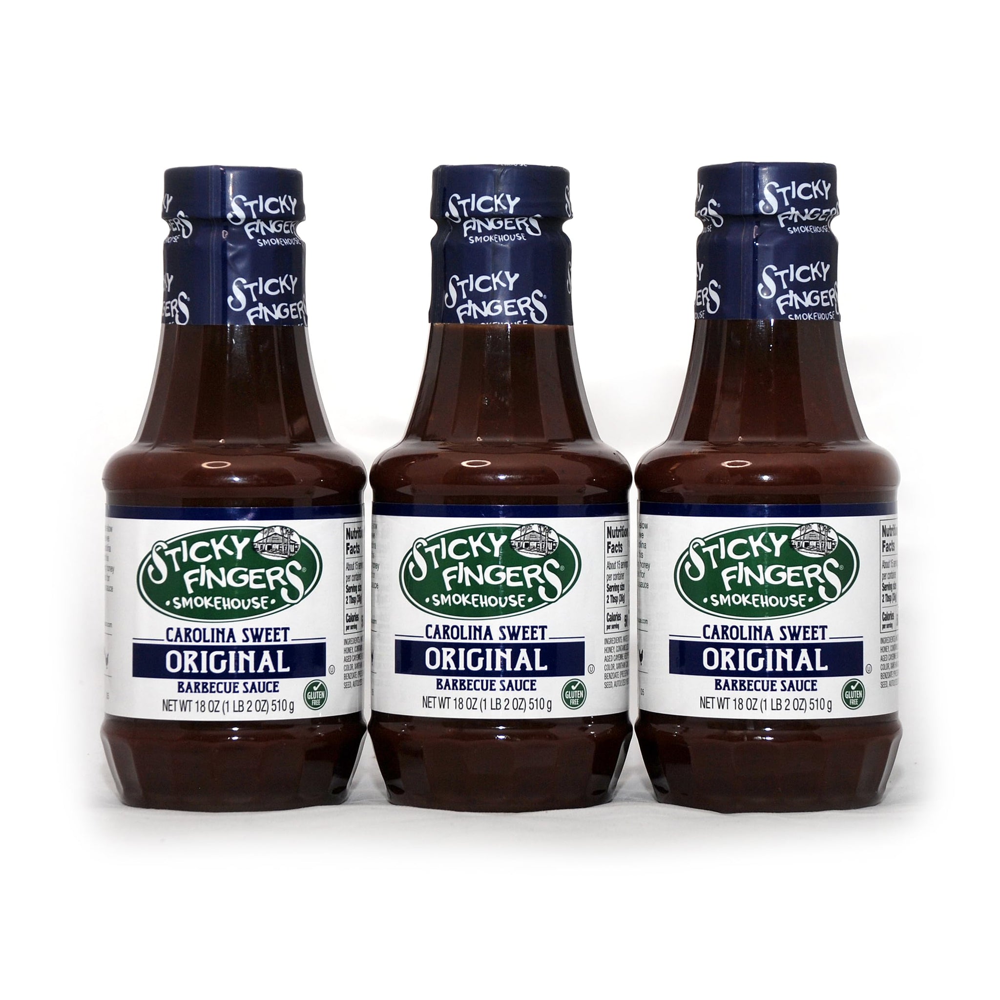 Sticky Fingers Carolina Sweet BBQ Sauce, 18 Oz, 3 Pack Bundled with a JFS Recipe Card