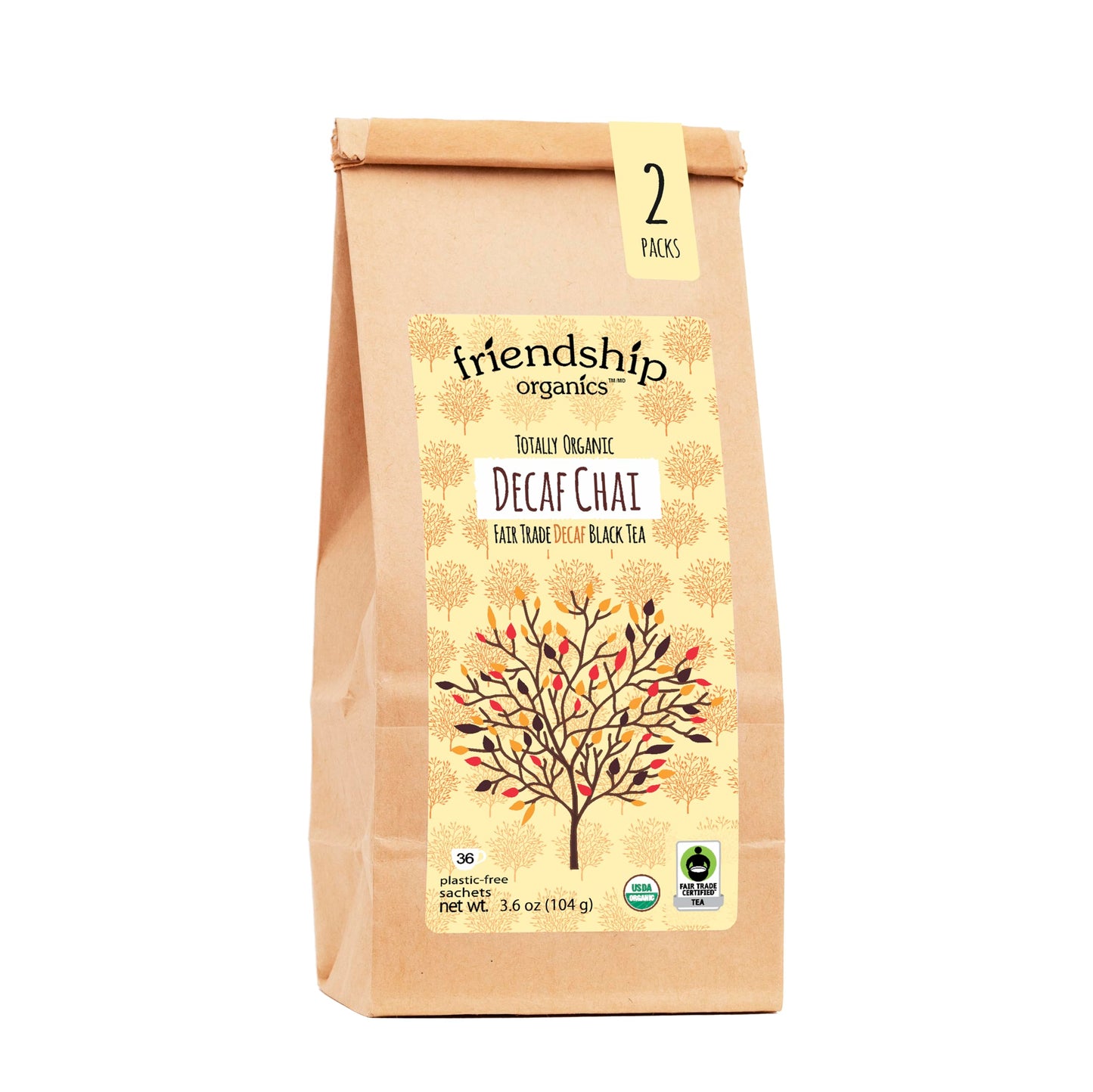 Friendship Organics Decaf Chai Tea Bags, Organic and Fair Trade (36 Count (Pack of 1) NEW)