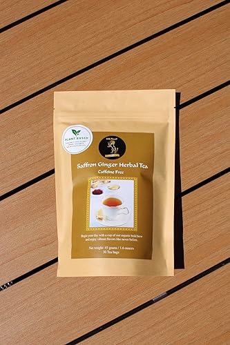 Organic Saffron Organic Ginger Herbal Tea - for better health and wellness (Pack of 1, Saffron Ginger)