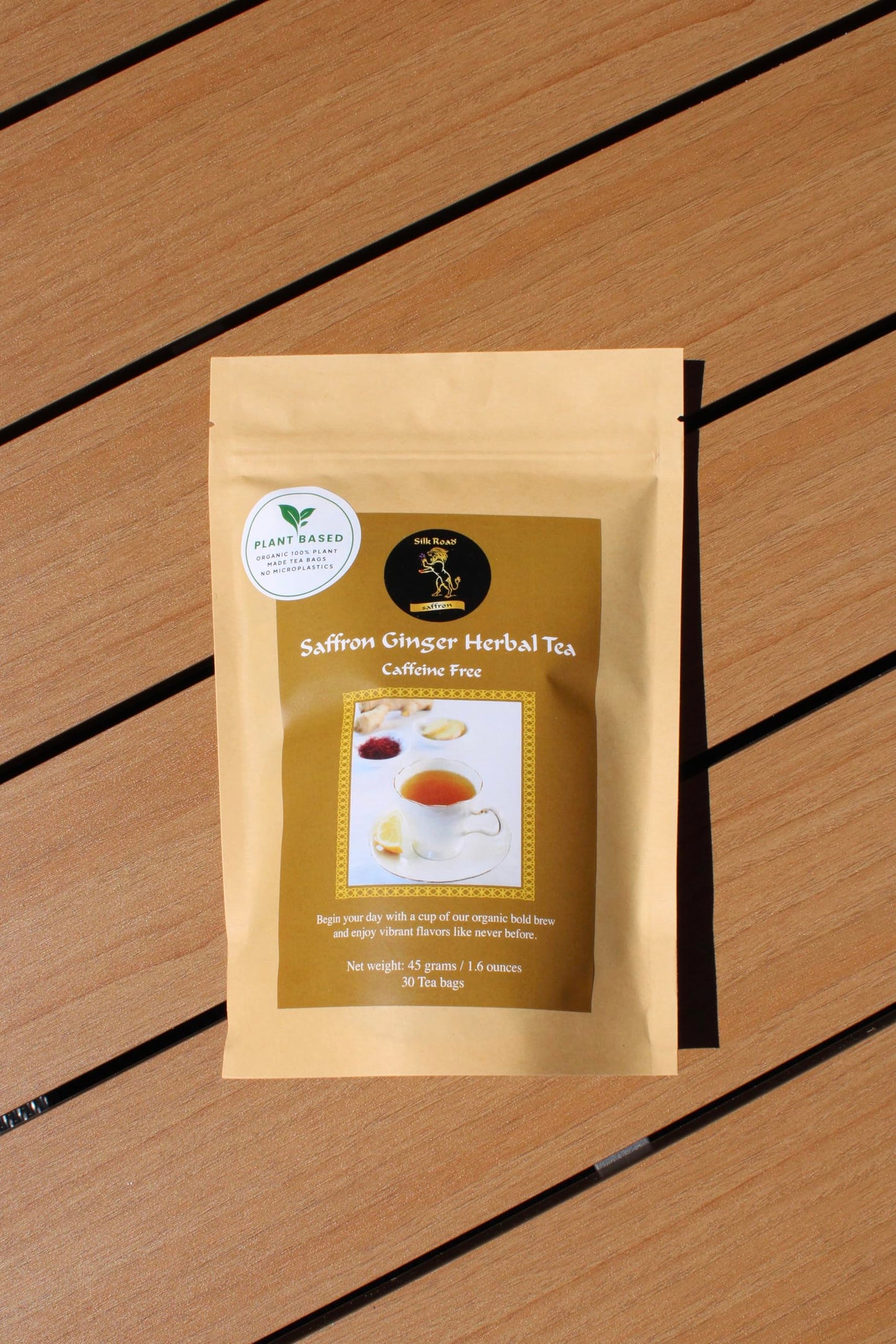 Organic Saffron Organic Ginger Herbal Tea - for better health and wellness (Pack of 1, Saffron Ginger)
