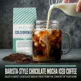 Cold Brew Organic Coarse Ground Flavored Coffee, Chocolate Mocha Flavor, Dark Roast, Colombian Supremo, Coarse Grind for Cold Brew Coffee & French