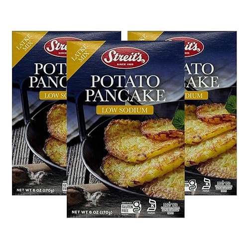 Streit's Low Sodium Potato Pancake Mix - Kosher Certified, Suitable for Passover, Gluten Free, No MSG Added, Just Add Water, Vegan-Friendly, Family Owned (6oz, Pack of 3)