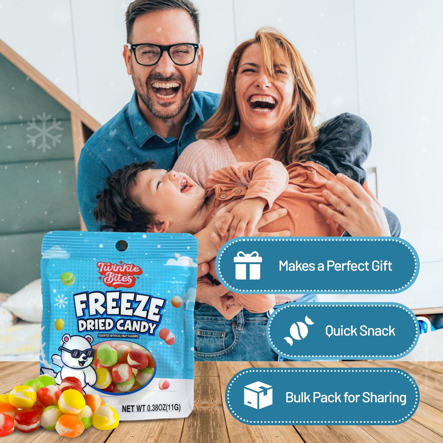 20 Pack Freeze Dried Candy- 10 Pcs Per Bag - Bulk Candy - Resealable Bag For, Kids, Adults, School, Party, Birthday, 3 Delicious Flavors