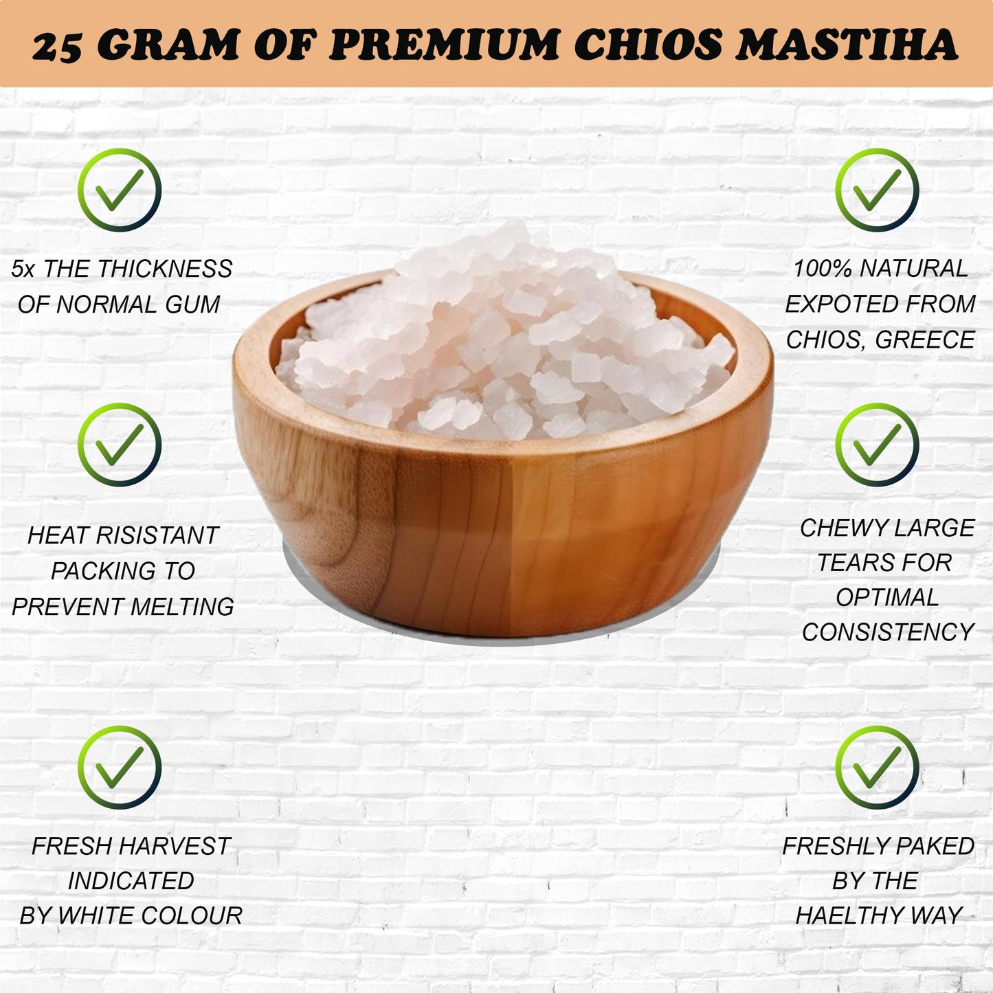 Organic Mastiha Chios 20G - 100% Natural Greek Mastic Gum, Gluten-Free & Sugar-Free Vegan Resin from Greek Farmers, Authentic Mastiha Tears for Daily