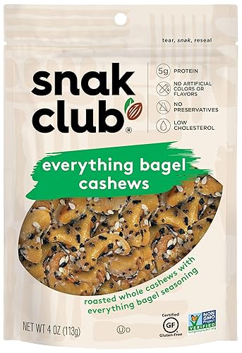 Snak Club Everything Bagel Cashews, 4 Ounce