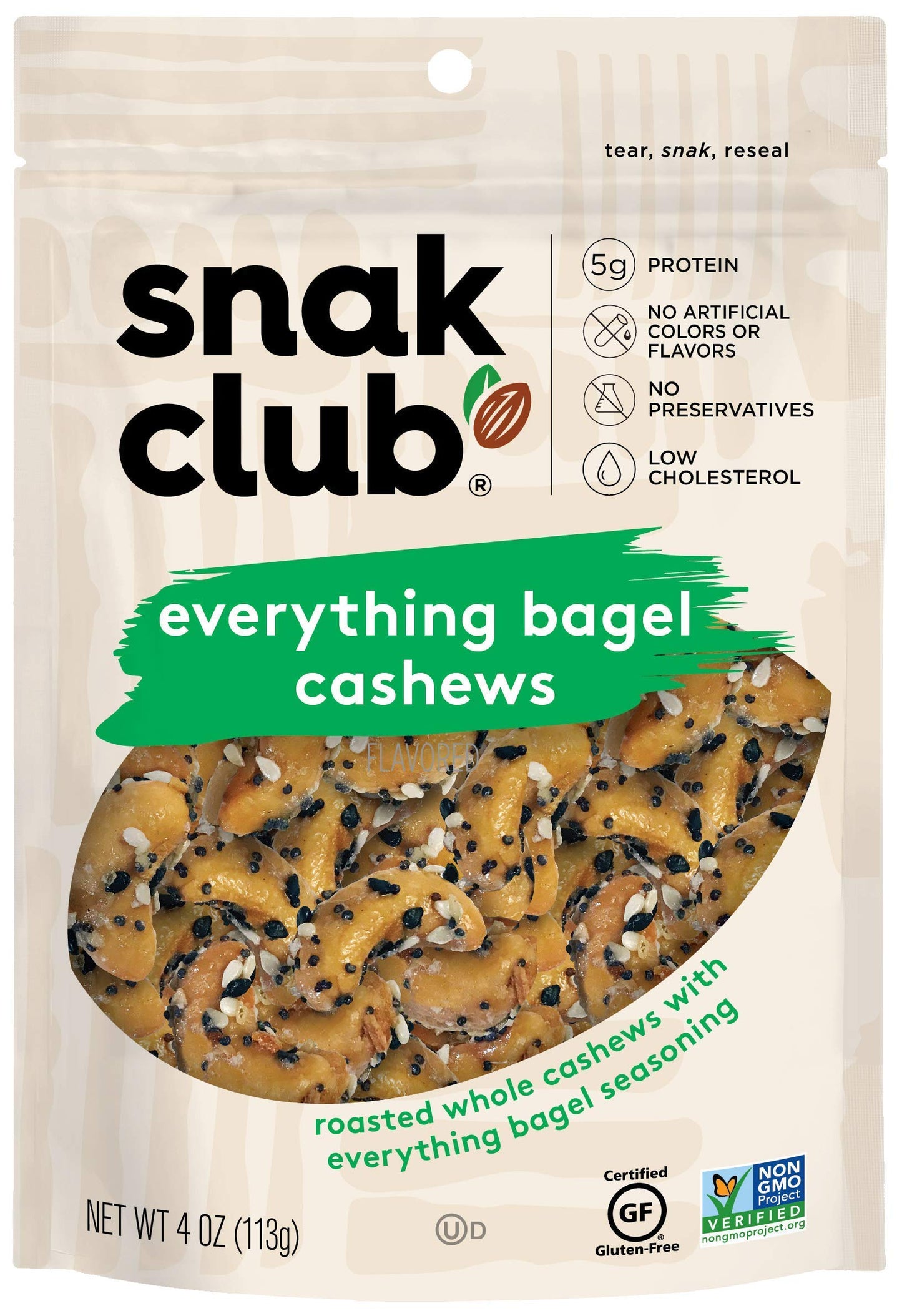 Snak Club Everything Bagel Cashews, 4 Ounce