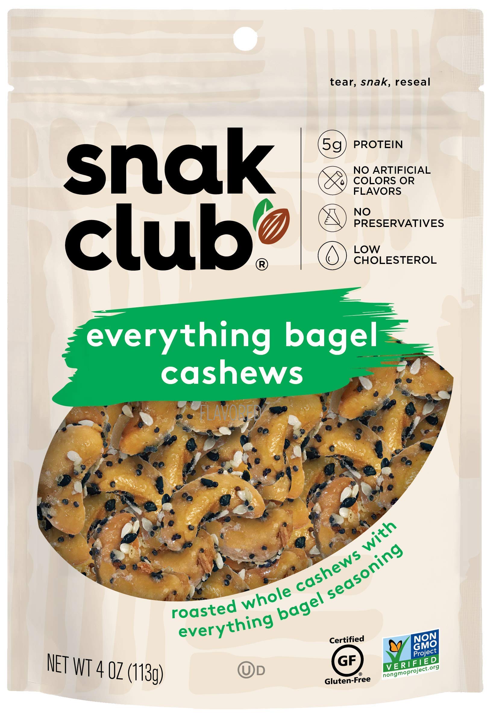 Snak Club Everything Bagel Cashews, 4 Ounce