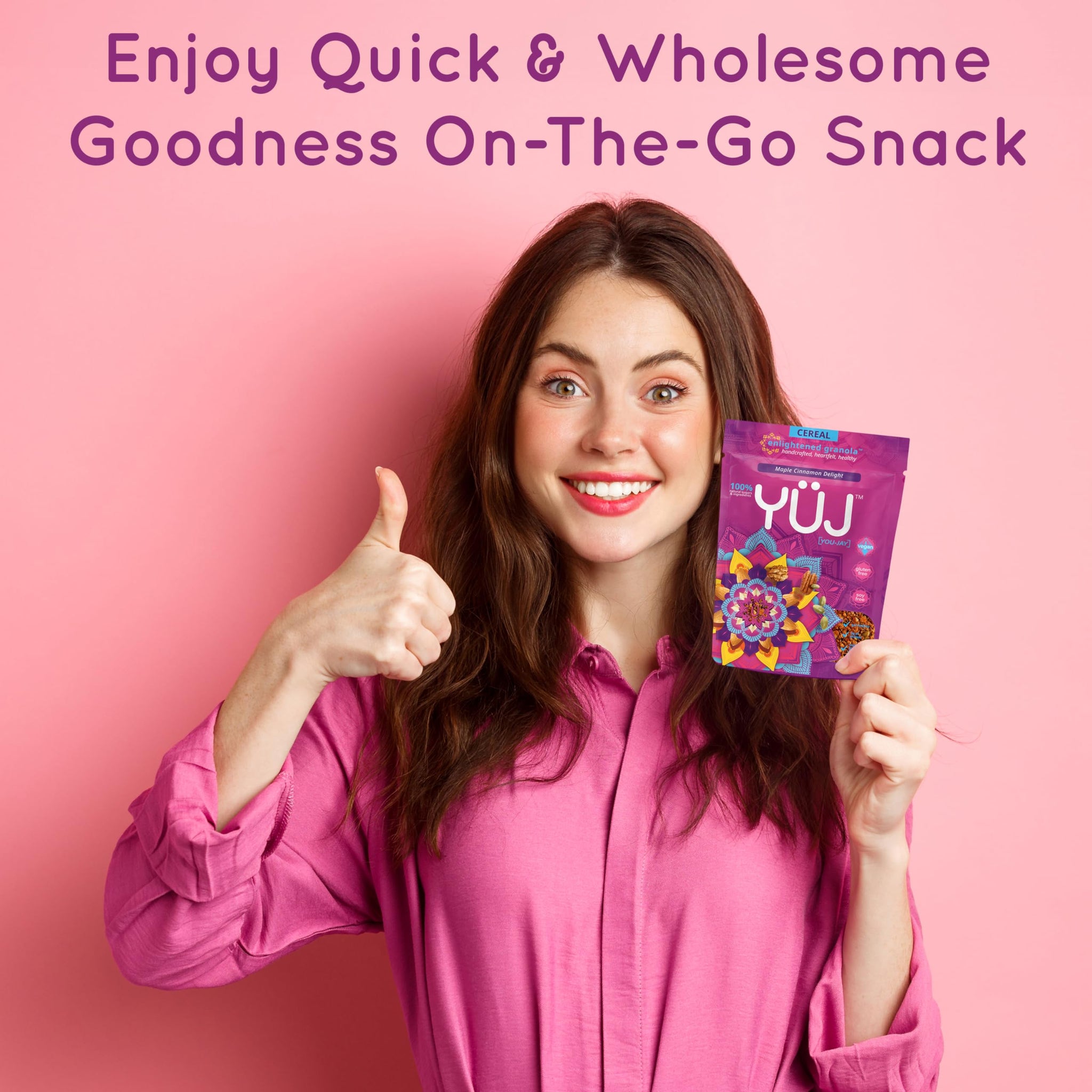 YÜJ Organic Vegan Granola | Original Recipe Snack Packs (2oz) | Pack of 6