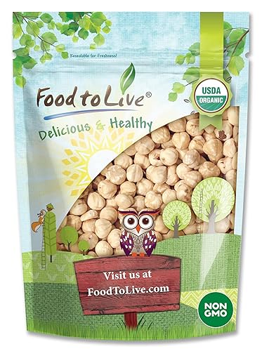 Organic Raw Blanched Hazelnuts, 1 Pound - Non-GMO Filberts, No Skin, Unsalted, Unroasted, Vegan, Bulk Nuts. Good Source of Protein. Great for Desserts