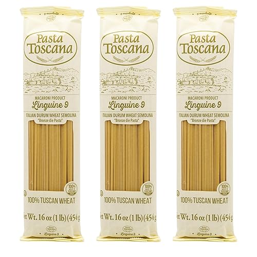 Pasta Toscana | Bronze Die Pasta | Italian Durum Wheat Semolina | Bronze die Pasta, 16 oz (Pack of 3, Linguine)