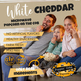 Poppin Cobs Microwave Popcorn on the Cob (8 PK) (White Cheddar) Whole Popcorn Kernels, Individually Wrapped Healthy Pop Corn on the Cob with Bags