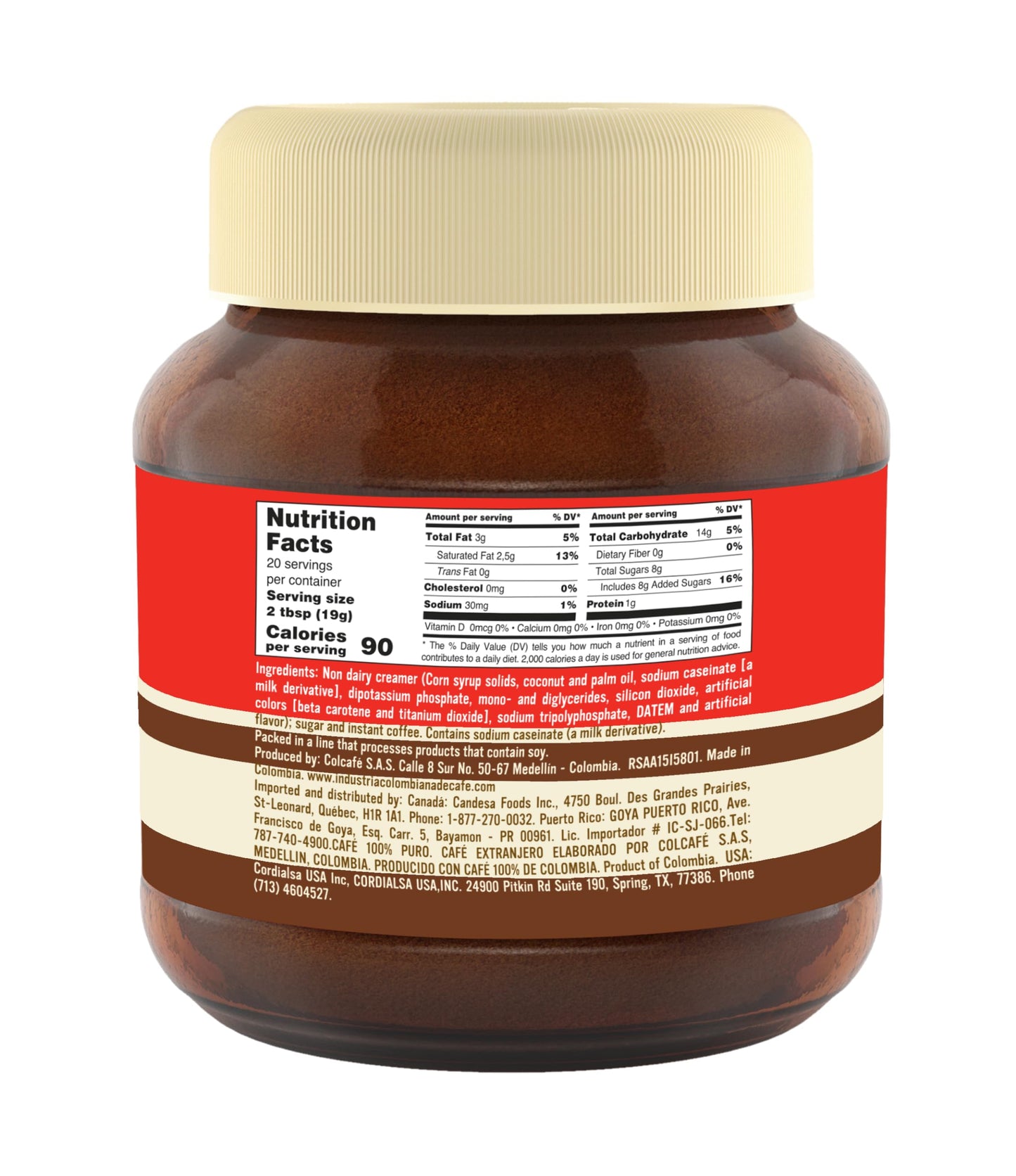 Colcafé 3-in-1 Coffee Mix Jar | Coffee, Cream & Sugar in a Delicious Cup | Cholesterol Free | 100% Colombian Coffee | 13.4 Ounce (Pack of 4)
