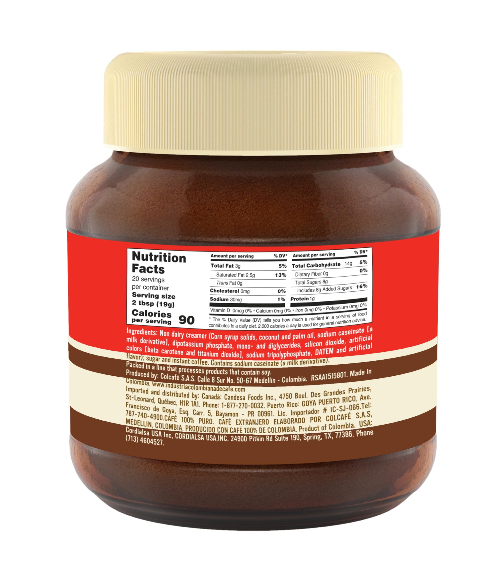 Colcafé 3-in-1 Coffee Mix Jar | Coffee, Cream & Sugar in a Delicious Cup | Cholesterol Free | 100% Colombian Coffee | 13.4 Ounce (Pack of 4)