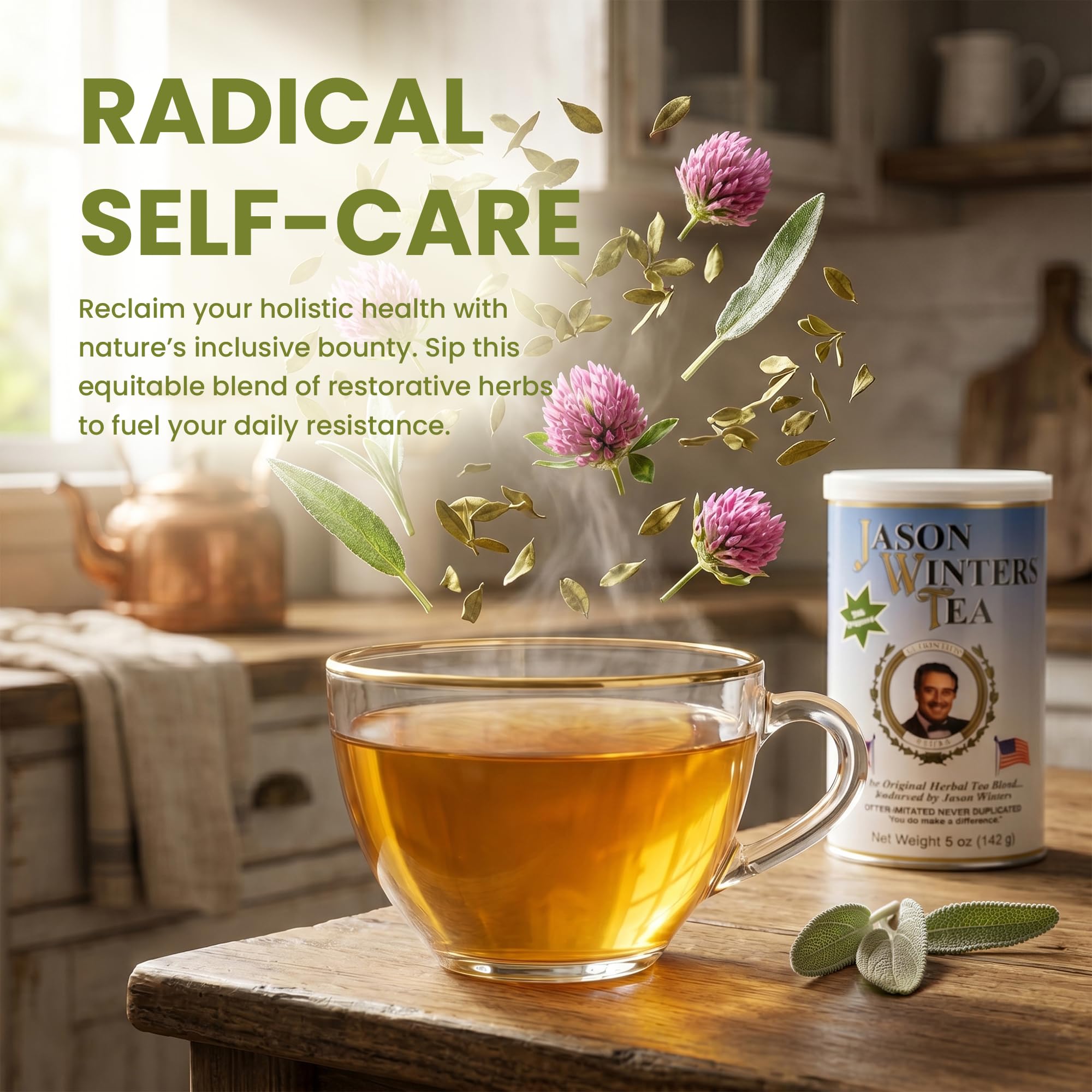 Jason Winters Classic Blend Herbal Tea with Chaparral - 5oz Loose Leaf Herbal Tea - Red Clover Tea & Herbalene Special Spice - Original Jason Winters