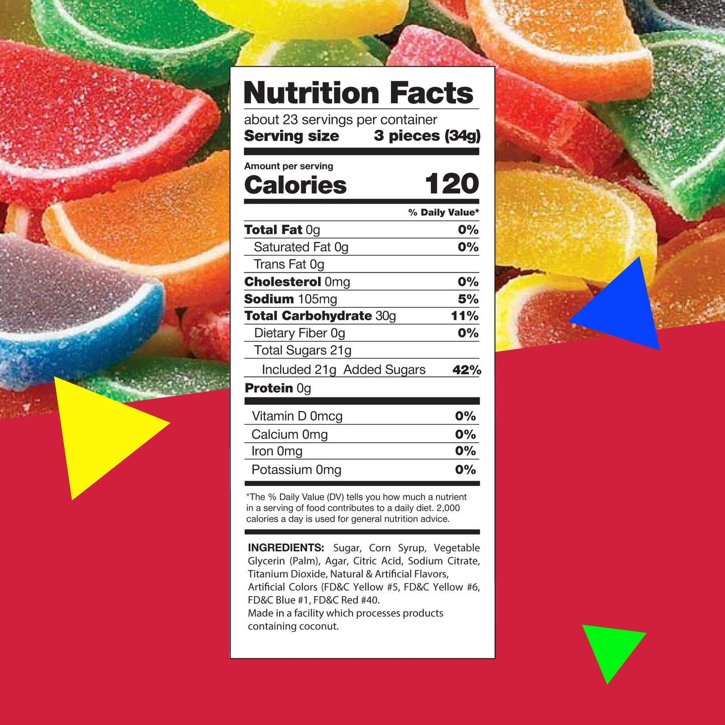 Fruit Slices Jelly Candy | 2.5 Pound Bag - 70 Count | Individually Wrapped Candy | Nostalgic Jelly Slices | Festive Old Fashioned Treat | Assorted