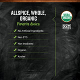 Frontier Co-op Organic Allspice Whole, Certified Organic, Kosher, Bulk Spice | 16 Ounce (Pack of 1)
