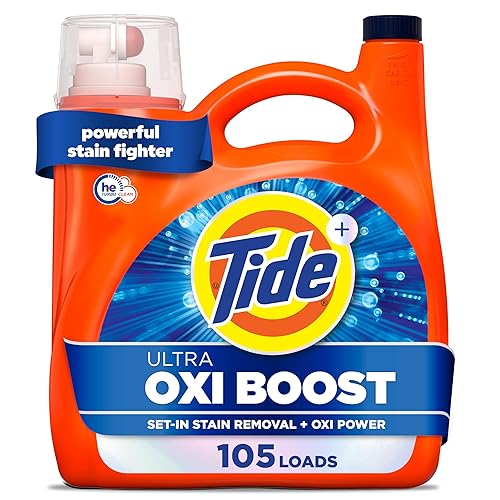 Tide Ultra Oxi Boost Liquid Laundry Detergent, 148 fl oz, 105 Loads, Advanced Stain Remover with Extra Oxi Power