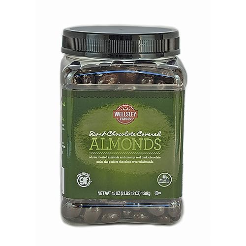 wellsley Farms Dark Chocolate Covered Almonds, 45 Oz Pack of 2