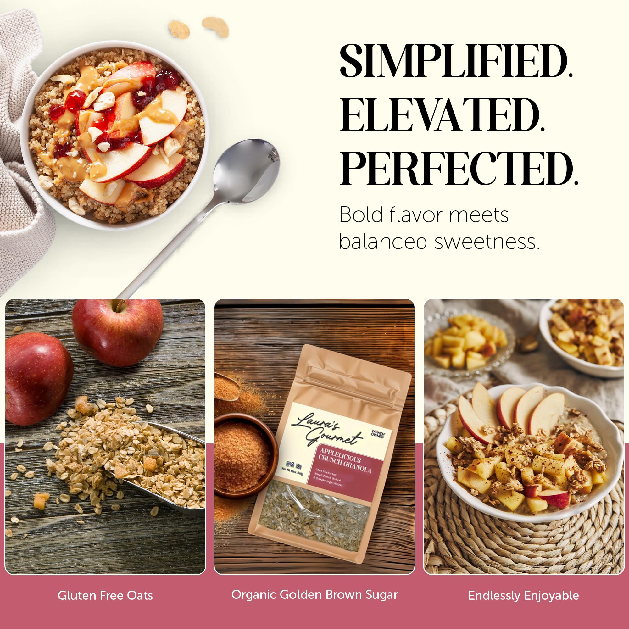 AppleLicious Crunch Granola - Laura's Gourmet Granola - Gluten Free, Soy & Dairy Free, Vegan, Chef Created - Crunchy Granola with Cinnamon Spiced
