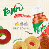 Snak Club Tajin Gummy Candy Fruit Rings, Gummies with Chili and Lime Seasoning, Mild Spice, Gluten-Free and Vegan Snacks, Assorted Bulk Candy Variety